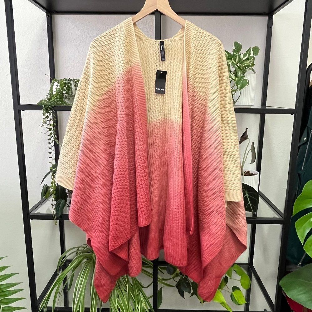 New with Tags Torrid Cream to Pink Ombre Ruana - One Size